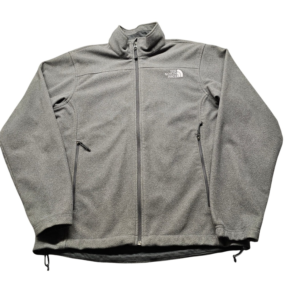 The North Face Fleece Jacket Mens Size M Gray Full Zip Mock Neck Hiking Utility